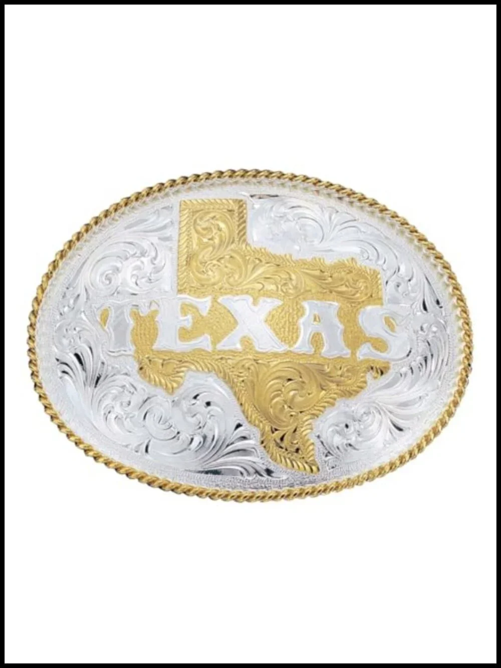 Western Belt Buckle Silver and Gold Plated Texas Longhorn Made in USA